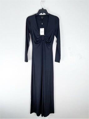 BARDOT Remmy Black Long Sleeves Knit Maxi Dress Size 4 Neutral Classy Wedding